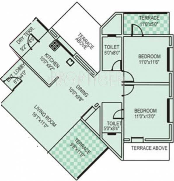 Concord Proxima (2BHK+2T (1,133 sq ft) 1133 sq ft)