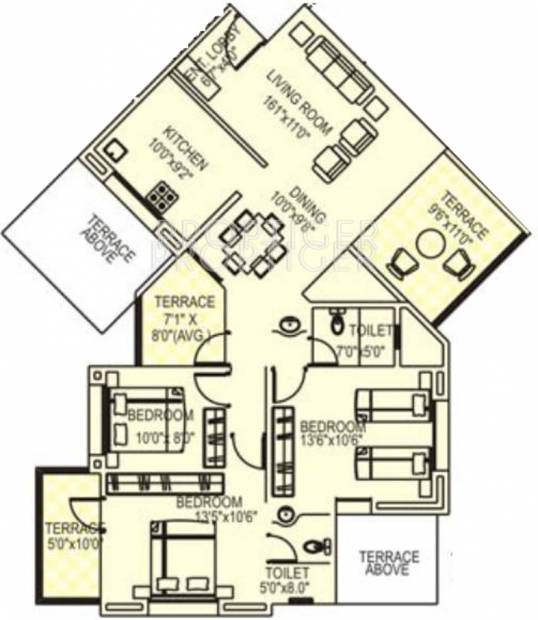 Concord Proxima (3BHK+2T (1,252 sq ft) 1252 sq ft)