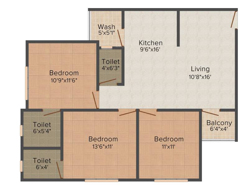 Aries Empyrean Courtyard (3BHK+2T (1,360 sq ft) 1360 sq ft)