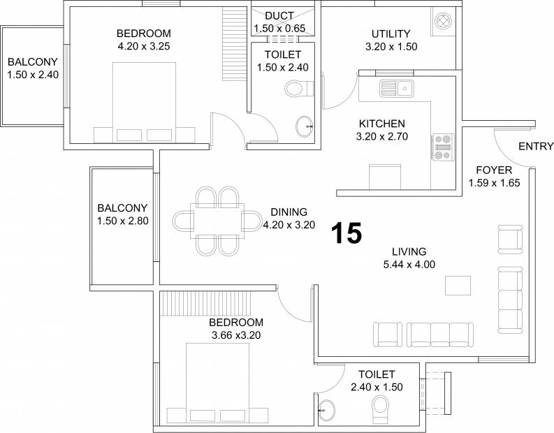 Aratt Felicita (2BHK+2T (1,195 sq ft) 1195 sq ft)