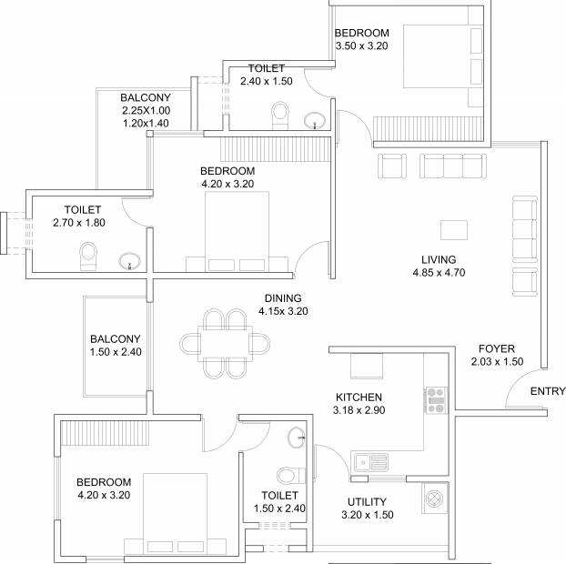 Aratt Felicita (3BHK+3T (1,507 sq ft) 1507 sq ft)