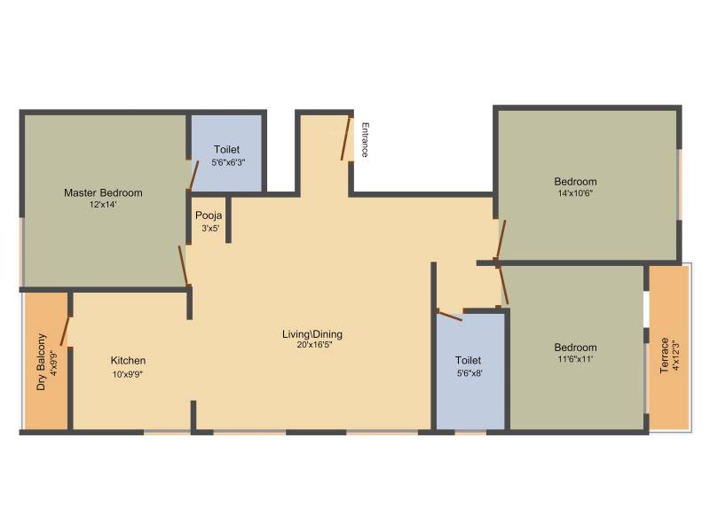 Hemadri Heavens (3BHK+3T (1,550 sq ft) 1550 sq ft)