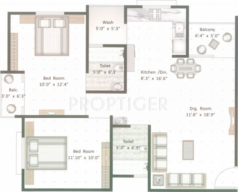 Dev Devam Avenue (2BHK+2T (1,050 sq ft) 1050 sq ft)