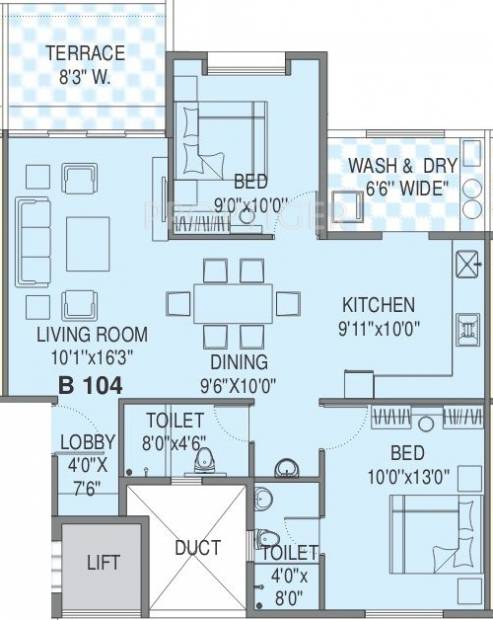 Ravindra Shree Ravi Enclave (2BHK+2T (1,185 sq ft) 1185 sq ft)