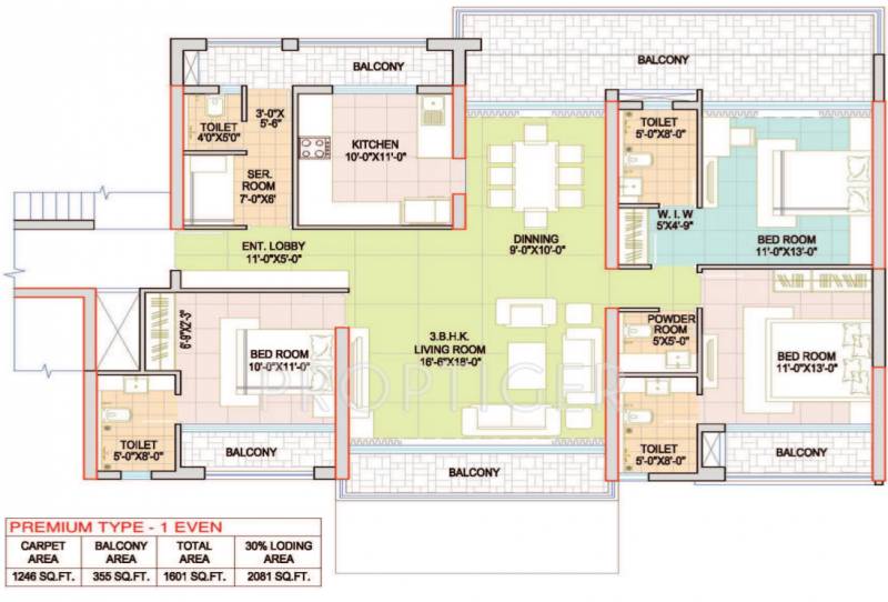 Gammon Shrishti CBD (3BHK+4T (1,246 sq ft) 1246 sq ft)