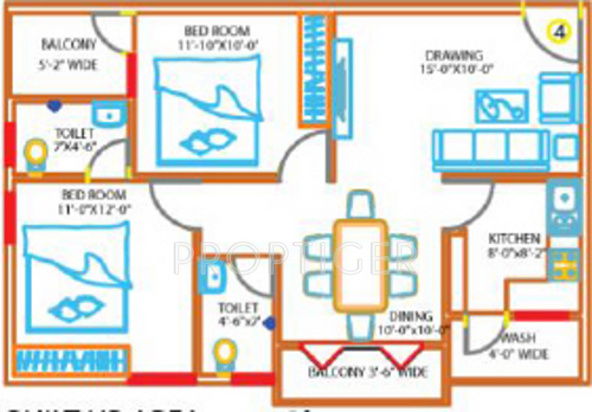 Vandana SS Lake View (2BHK+2T (1,028 sq ft) 1028 sq ft)