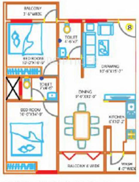 Vandana SS Lake View (2BHK+2T (1,034 sq ft) 1034 sq ft)