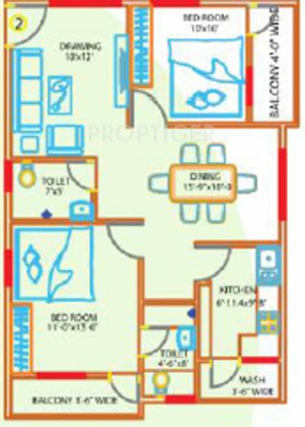 Vandana SS Lake View (2BHK+2T (1,054 sq ft) 1054 sq ft)