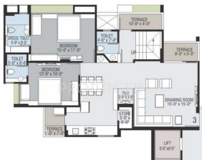 Aaryan Eminent (3BHK+4T (1,845 sq ft)   Pooja Room 1845 sq ft)