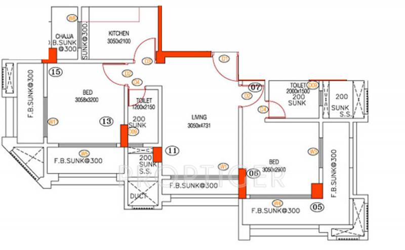 Options Developers Atharva Floor Plan (2BHK+2T)