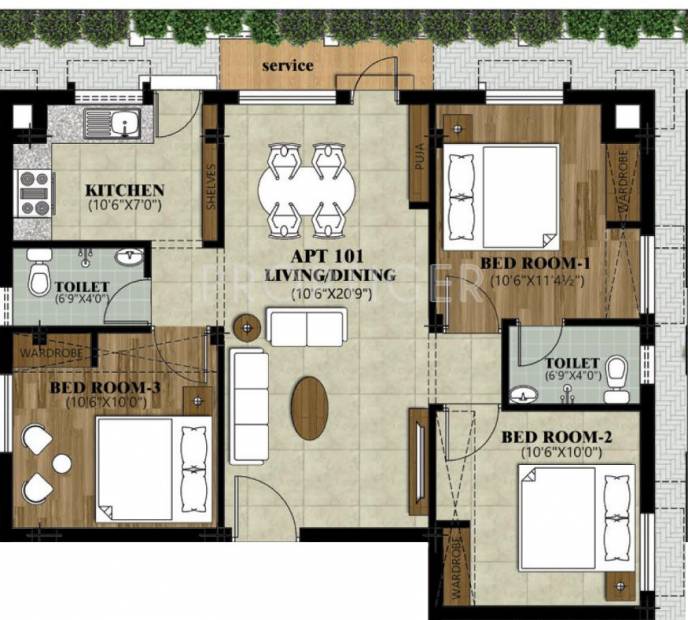 Propshell Aashinya (3BHK+2T (1,038 sq ft) 1038 sq ft)