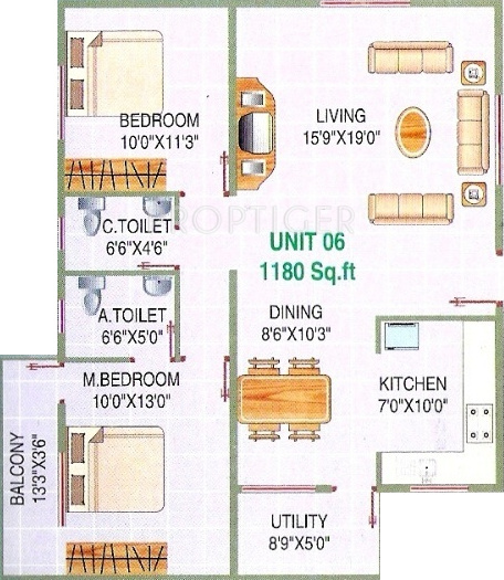 SLV J M Residency (2BHK+2T (1,180 sq ft) 1180 sq ft)