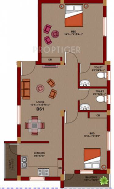 Aashriwad Serene (2BHK+2T (966 sq ft) 966 sq ft)
