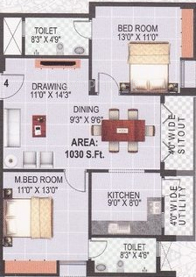 Jayalakshmi Jayalakshmi Residency (2BHK+2T (1,030 sq ft) 1030 sq ft)