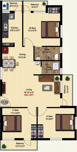 StepsStone Aksharas (3BHK+2T (1,241 sq ft) 1241 sq ft)