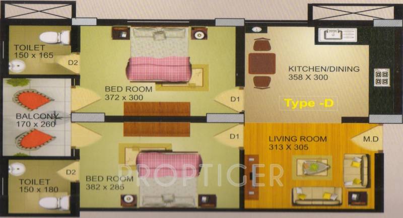  Golden Metro (2BHK+2T (794 sq ft) 794 sq ft)