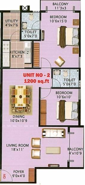 Nandi Jewels (2BHK+2T (1,200 sq ft) 1200 sq ft)