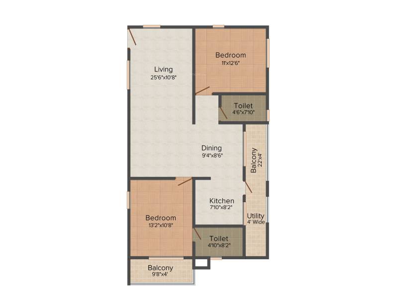 Pioneer Moonstone (2BHK+2T (1,265 sq ft) 1265 sq ft)