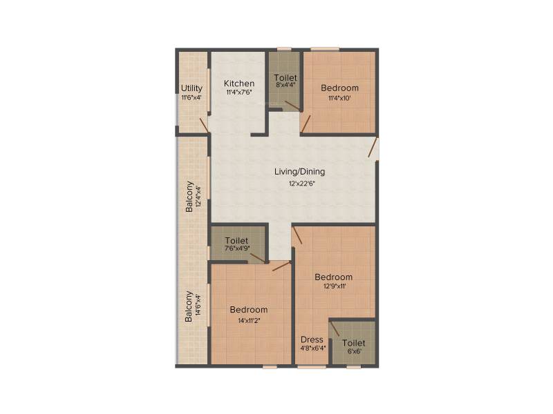 Pioneer Moonstone (3BHK+3T (1,490 sq ft) 1490 sq ft)