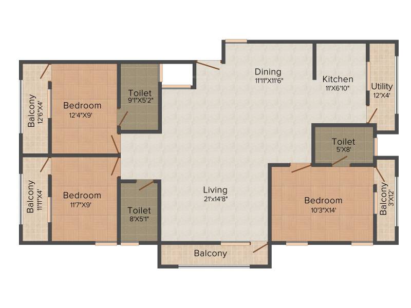 Vestaa Sai Krupa (3BHK+3T (1,687 sq ft) 1687 sq ft)