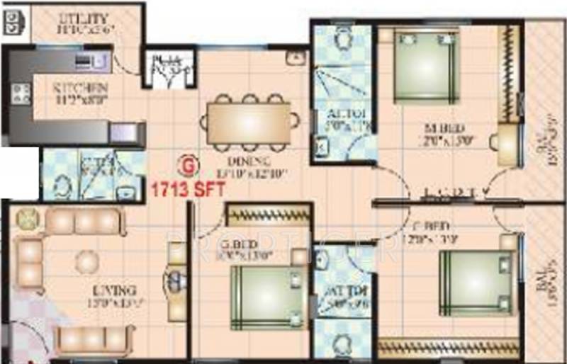 Vaishnavi Prakash Emerald (3BHK+3T (1,713 sq ft) 1713 sq ft)