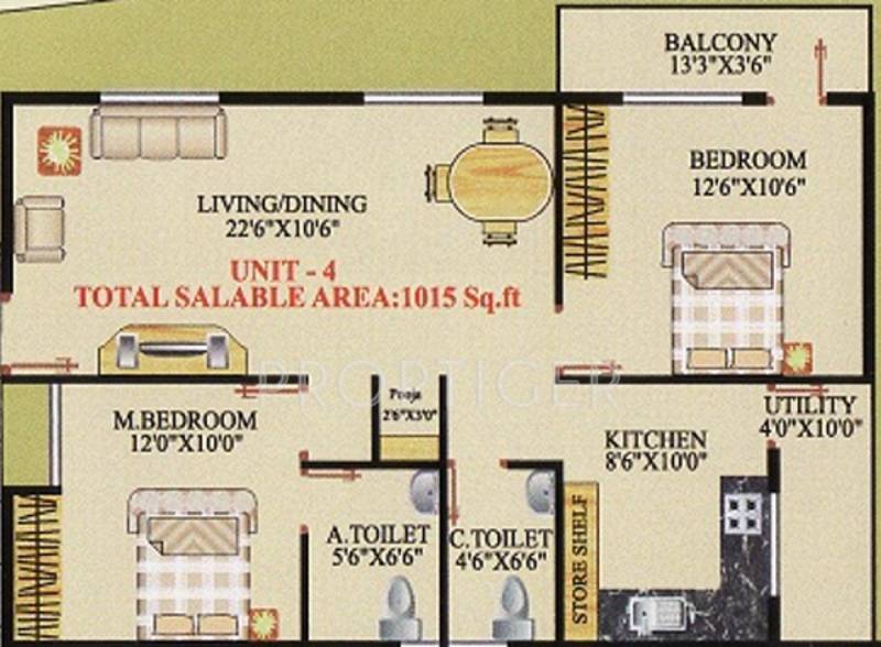 Shakthi Shakthi Residency (2BHK+2T (1,015 sq ft) 1015 sq ft)