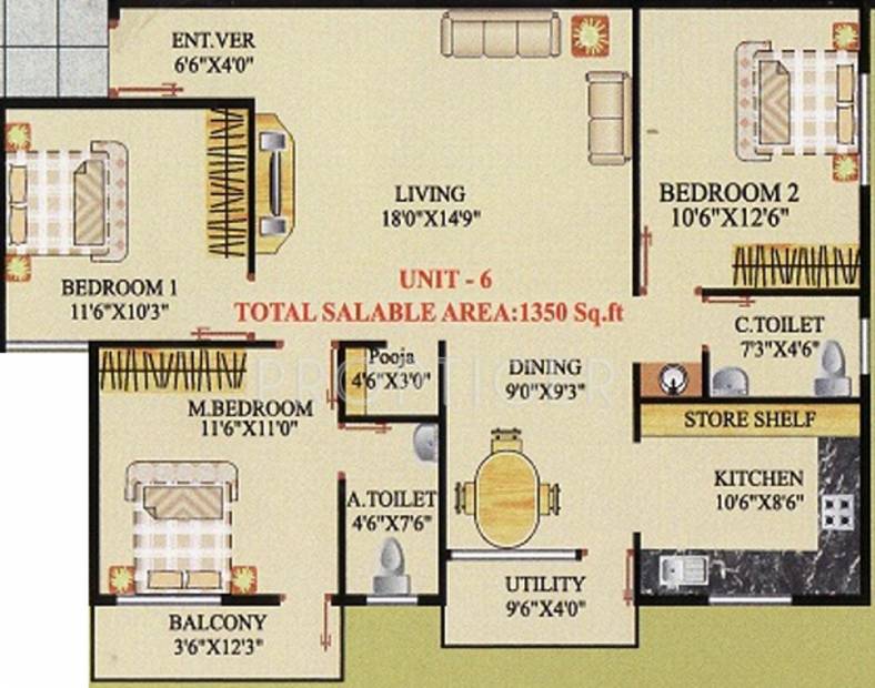 Shakthi Shakthi Residency (3BHK+2T (1,350 sq ft)   Pooja Room 1350 sq ft)