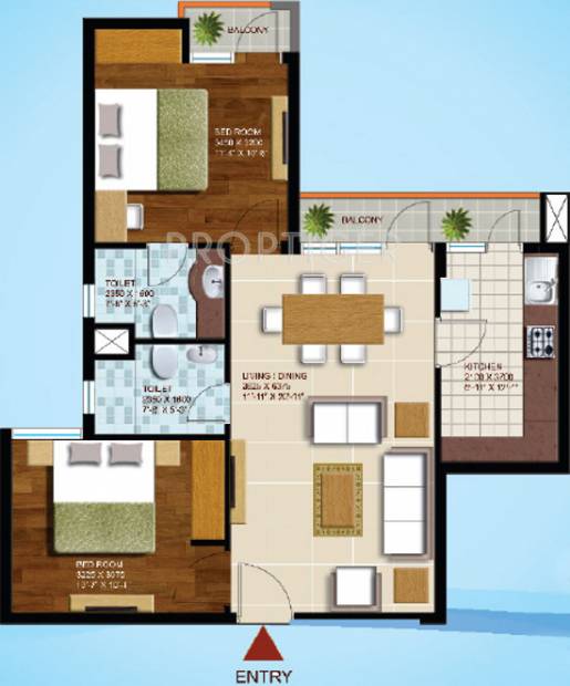 Ansal Olympus Lake View (2BHK+2T (1,082 sq ft) 1082 sq ft)