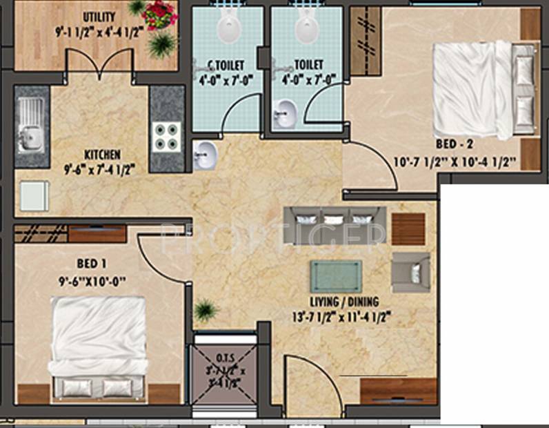 Ranga Gomathi (2BHK+2T (903 sq ft) 903 sq ft)
