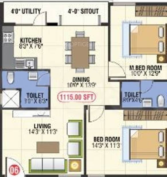 Rsun Sushmitham (2BHK+2T (1,115 sq ft) 1115 sq ft)