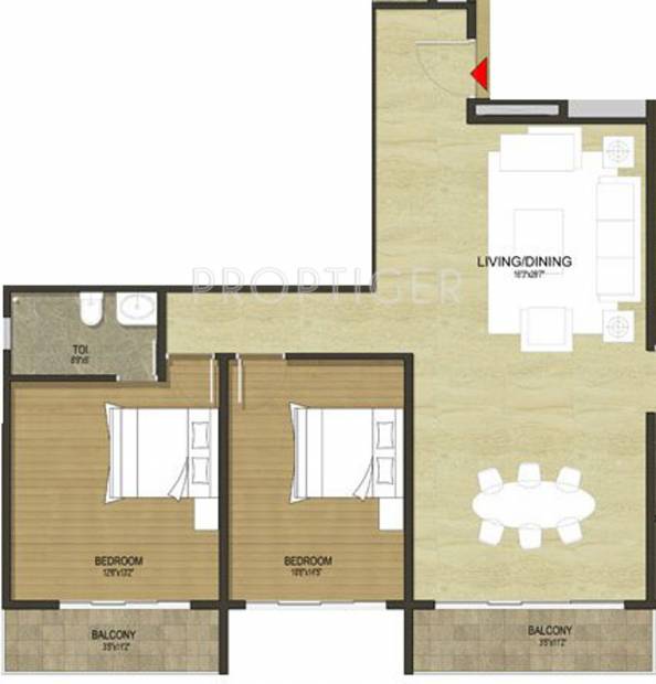 RJR Laguna (2BHK+2T (1,280 sq ft) 1280 sq ft)