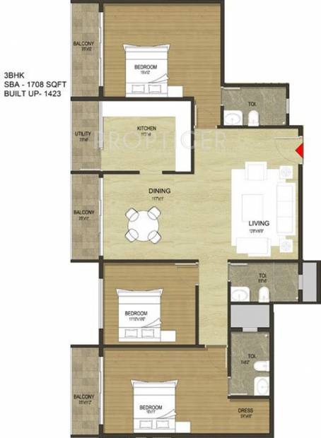 RJR Laguna (3BHK+3T (1,709 sq ft) 1709 sq ft)