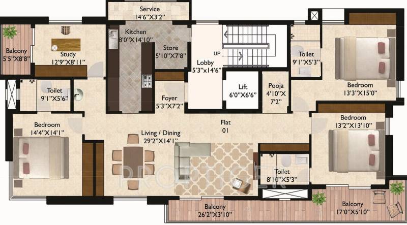 Ceebros Vishwas (3BHK+3T (2,670 sq ft)   Study Room 2670 sq ft)