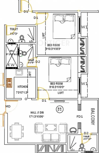 Sree Guru Akash (2BHK+2T (957 sq ft) 957 sq ft)