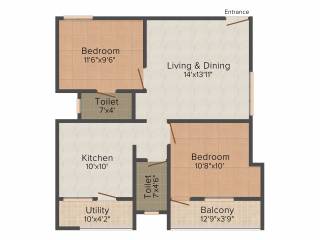 Ruby Regency (2BHK+2T (951 sq ft) 951 sq ft) Ruby Regency (2BHK+2T (951 sq ft) 951 sq ft)