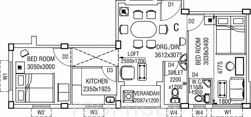 Pragati Cosmic Arcadia (2BHK+2T (838 sq ft) 838 sq ft)