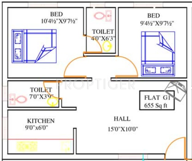 Crest Dusica Phase II (2BHK+1T (655 sq ft) 655 sq ft) Crest Dusica Phase II (2BHK+1T (655 sq ft) 655 sq ft)