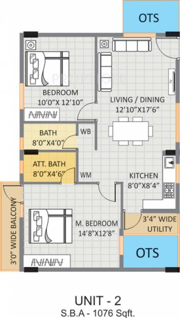 Garudadri Lavender (2BHK+2T (1,076 sq ft) 1076 sq ft)