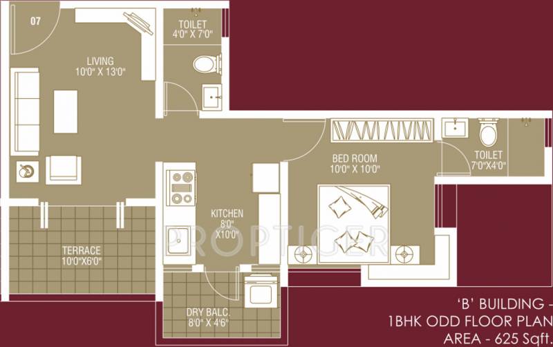 Kanchan Onyx (1BHK+1T (625 sq ft) 625 sq ft)