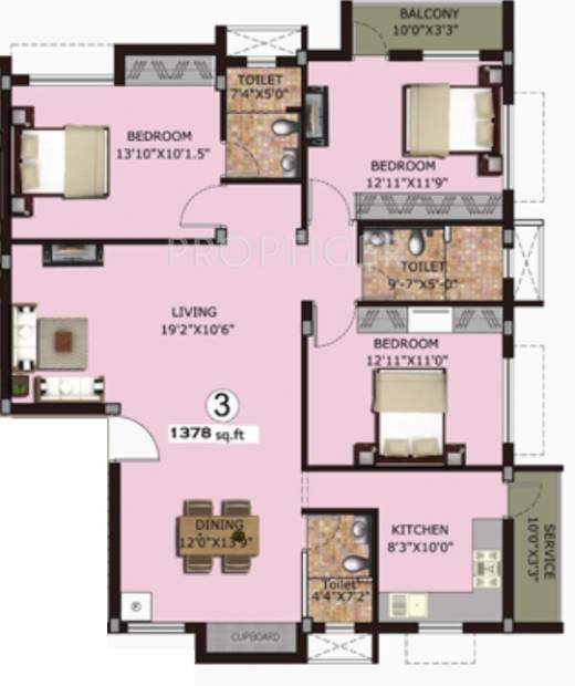 Srivatsa Sri Guhan Enclave (3BHK+3T (1,378 sq ft) 1378 sq ft)