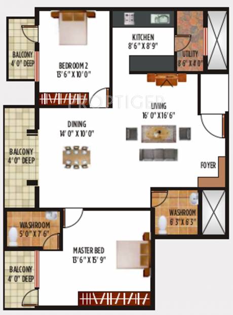 J Sons Felicia (2BHK+2T (1,219 sq ft) 1219 sq ft)
