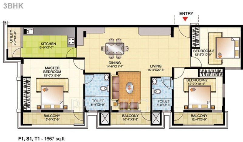 Yashaswini Golden Meadows (3BHK+2T (1,667 sq ft) 1667 sq ft)