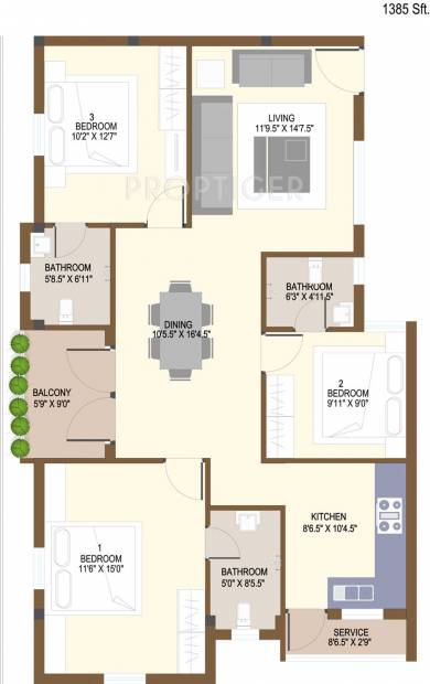 Anmol Siddhas Aiswariyam (3BHK+3T (1,385 sq ft) 1385 sq ft)
