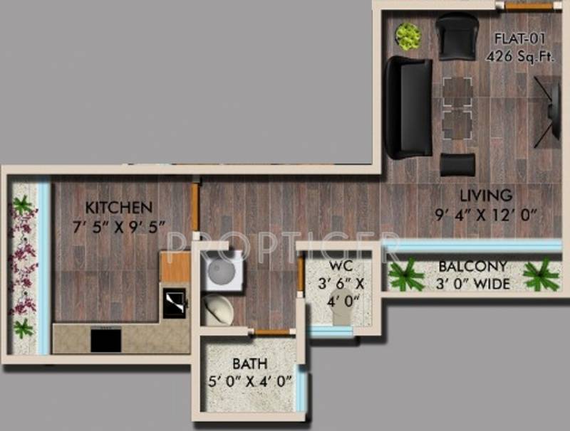 Kuber Samruddhi (1BHK+1T (426 sq ft) 426 sq ft)