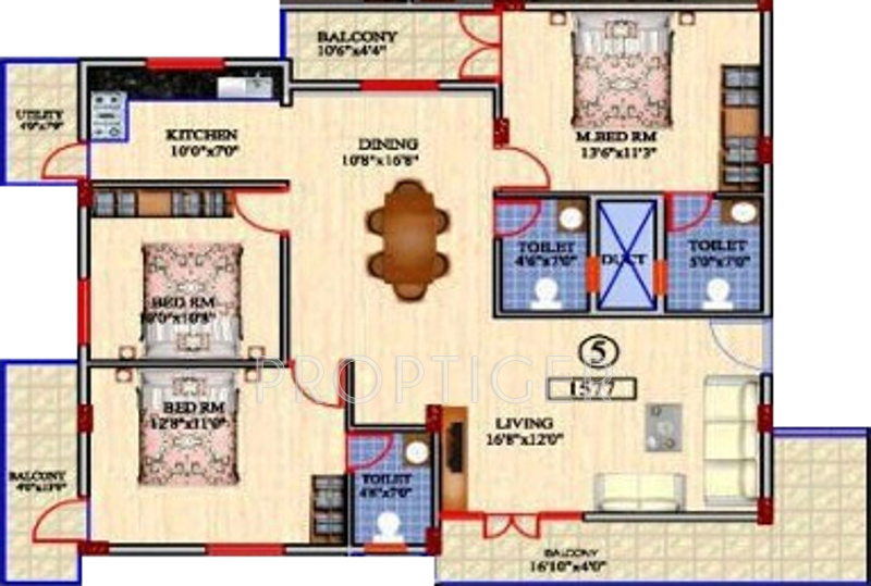Gunina Felisa (3BHK+3T (1,577 sq ft) 1577 sq ft)