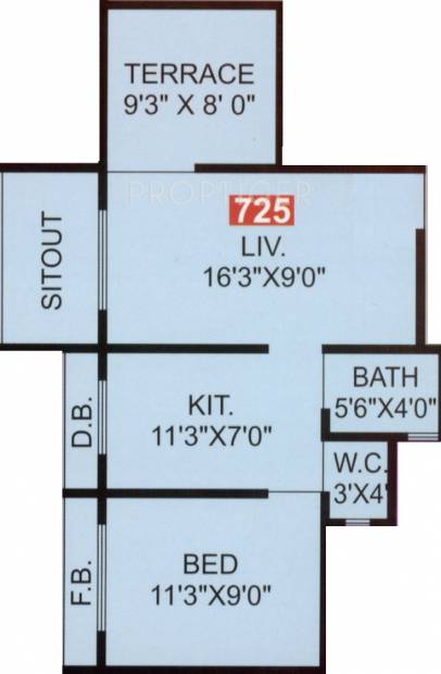 Sai Cherry Residency D Wing (1BHK+1T (725 sq ft) 725 sq ft)