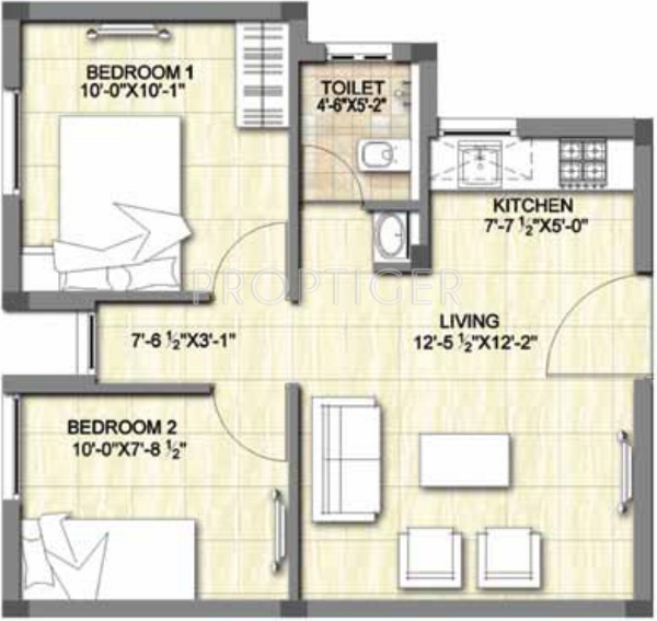 DRA Pristine Pavilion (2BHK+1T (609 sq ft) 609 sq ft)