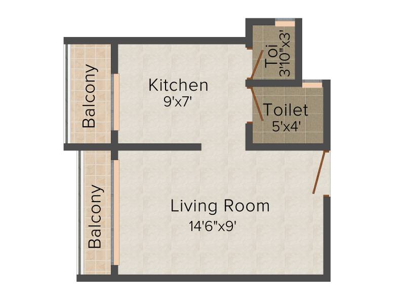 Aquarius Indus (1BHK+2T (490 sq ft) 490 sq ft)