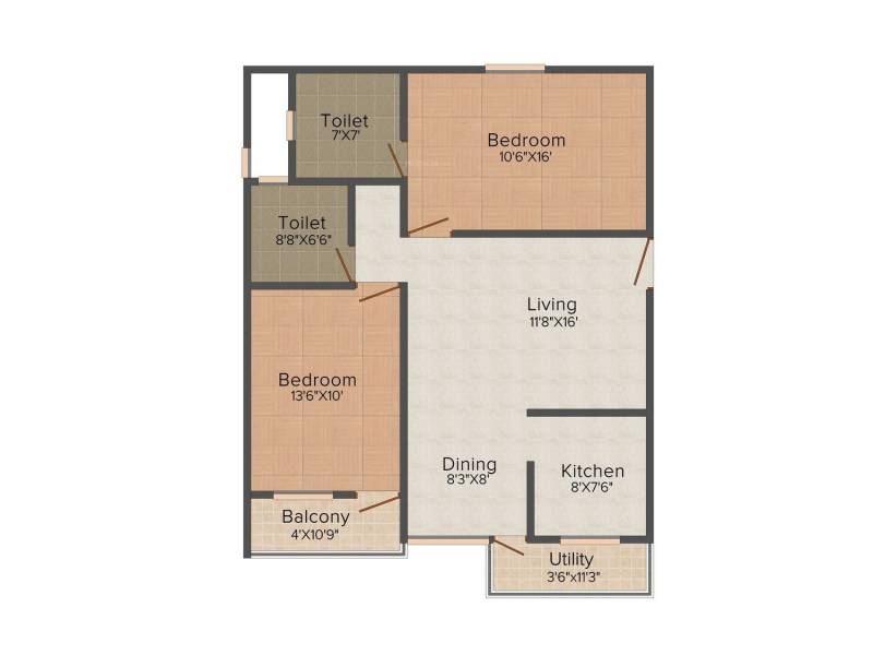 Samaya Sonata (2BHK+2T (1,080 sq ft) 1080 sq ft)