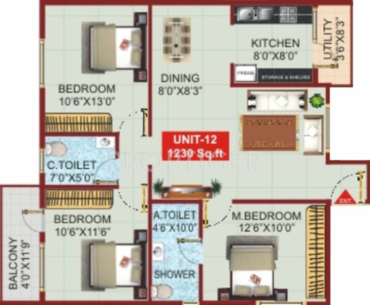 Samaya Sonata (3BHK+2T (1,230 sq ft) 1230 sq ft)